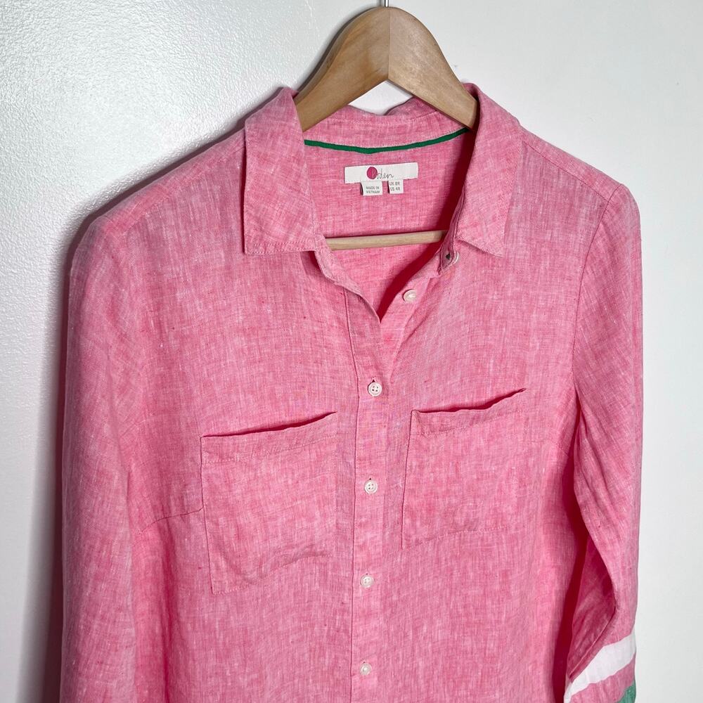 Boden Pink Linen Button Front Shirt Tunic Dress Stripe US 4R - Picture 5 of 11